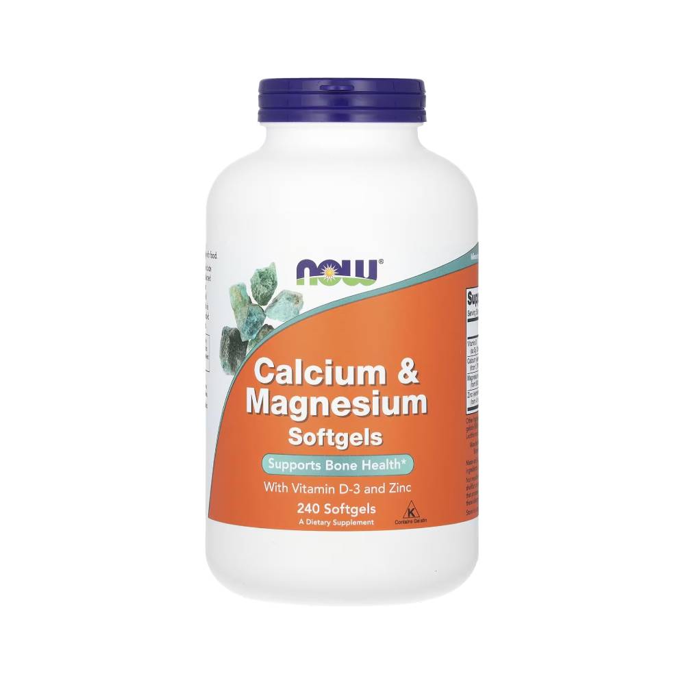 Minerale | Calciu & Magneziu 240 capsule, Now Foods, Supliment alimentar cu adaos de vitamina D si zinc 0